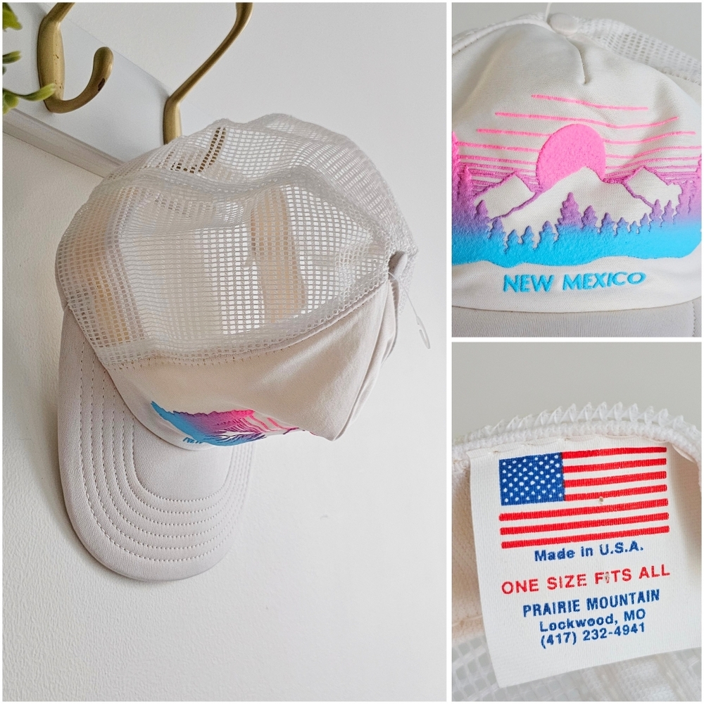 🧢 Vintage Prairie Mountain New Mexico Trucker Unisex Hat Made in USA Never Worn